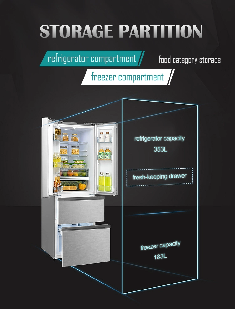 220V 60Hz 500L Side by Side No Frost French Door Inverter Refrigerator