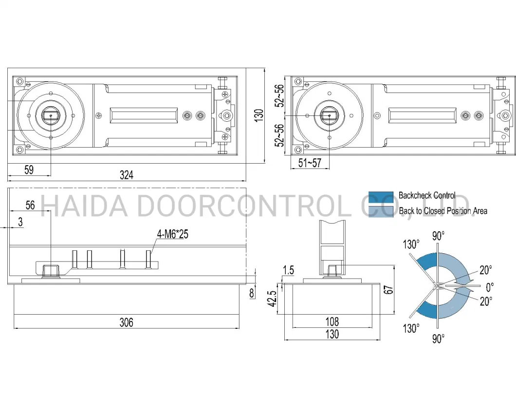 ANSI Grade 1 Glass Door Fittings Double Cylinder Floor Spring HD-84