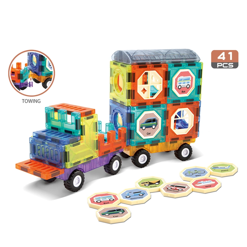 Magnetic Building Blocks Kids Colored Window Toy Car Building Tiles Toy Vehicle Set Magnetic Tiles Kids Magnetic Blocks