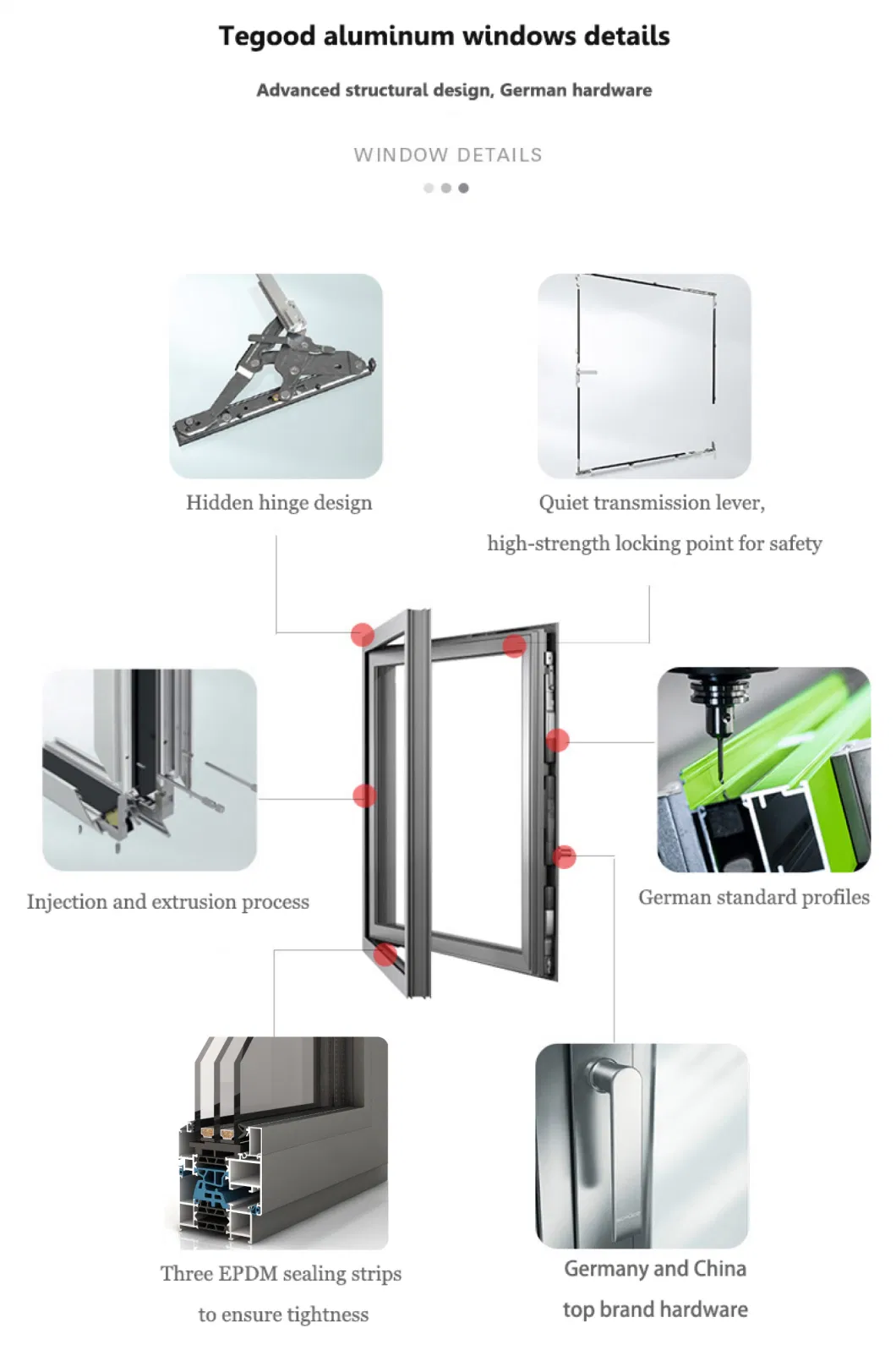 Hurricane Impact Window 1.4mm Soundproof Villa Garden Triple Glazed Low E Tempered Glass Metal Aluminium Hung/Casement/Awning/Sliding/Folding Window