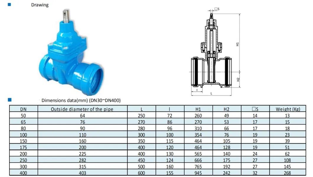 Resilient Seat Gate Valve with Socket Ends