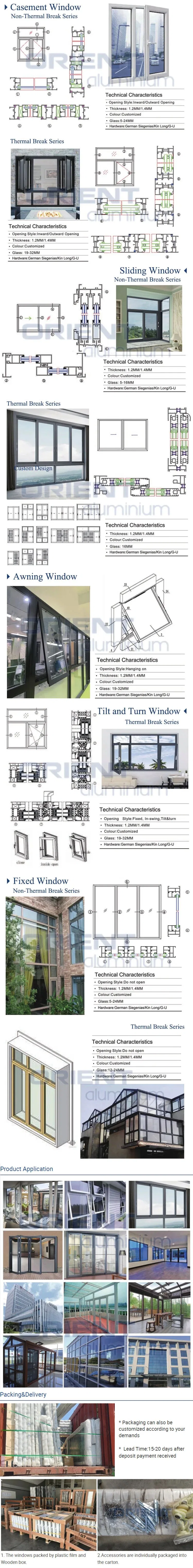 Orient Most Popular Aluminum Sliding Windows with Locks Black Sections