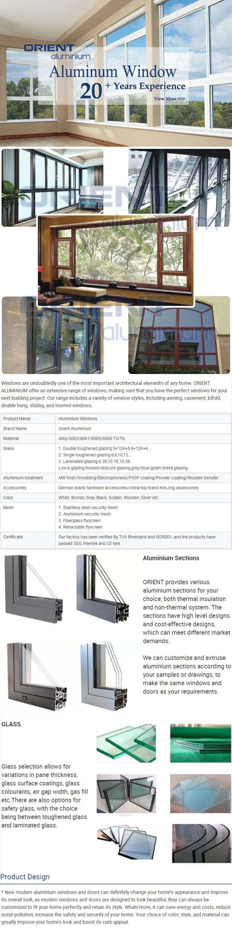Orient Most Popular Aluminum Sliding Windows with Locks Black Sections