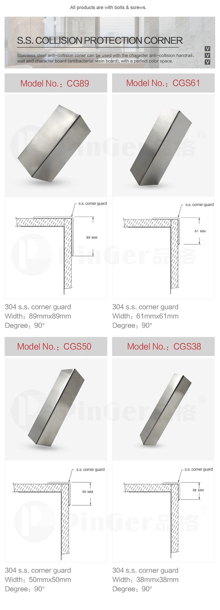 90 Degree Stainless Steel Corner Guard