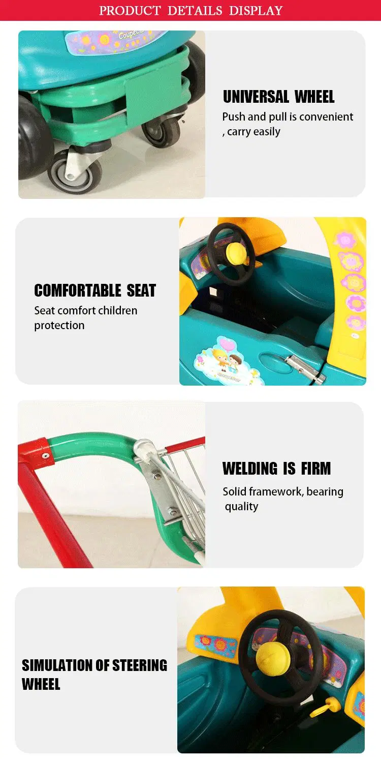 Plastic and Steel Children Shopping Cart for Safety