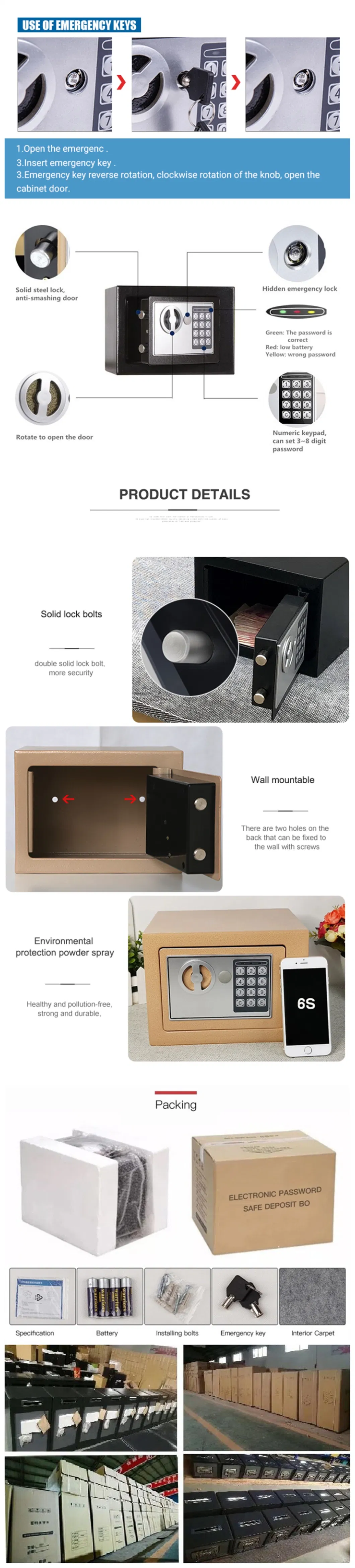 Key Storage Cabinet Combination Metal Wall-Mounted Lockable Safe Furniture Box
