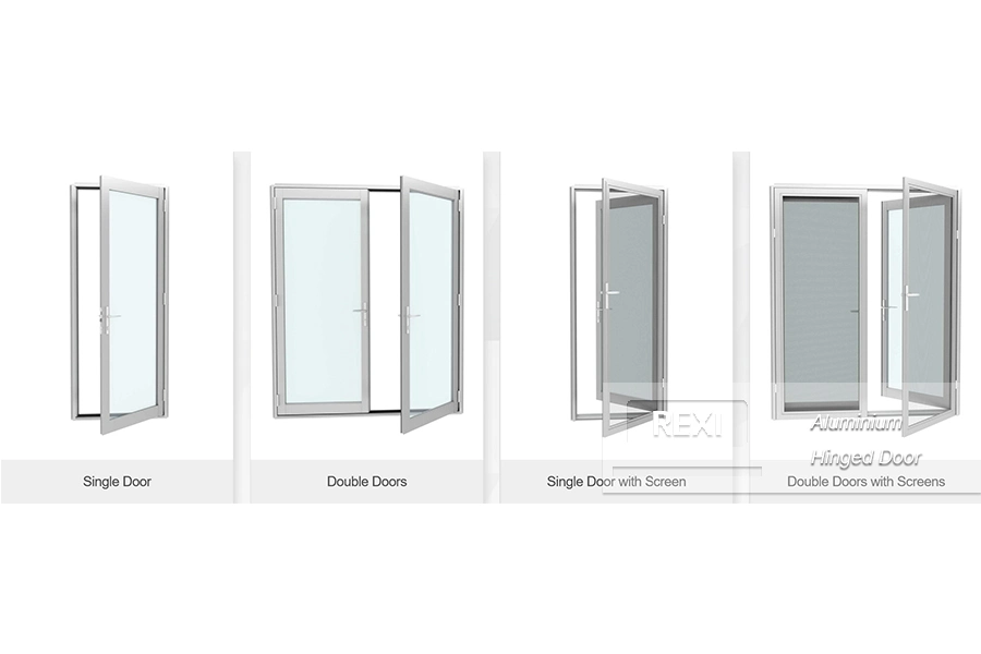 Aluminium French Hinge Swing Casement Doors Double Glazed Glass Tempered Awning and Sliding Aluminum Frame Window