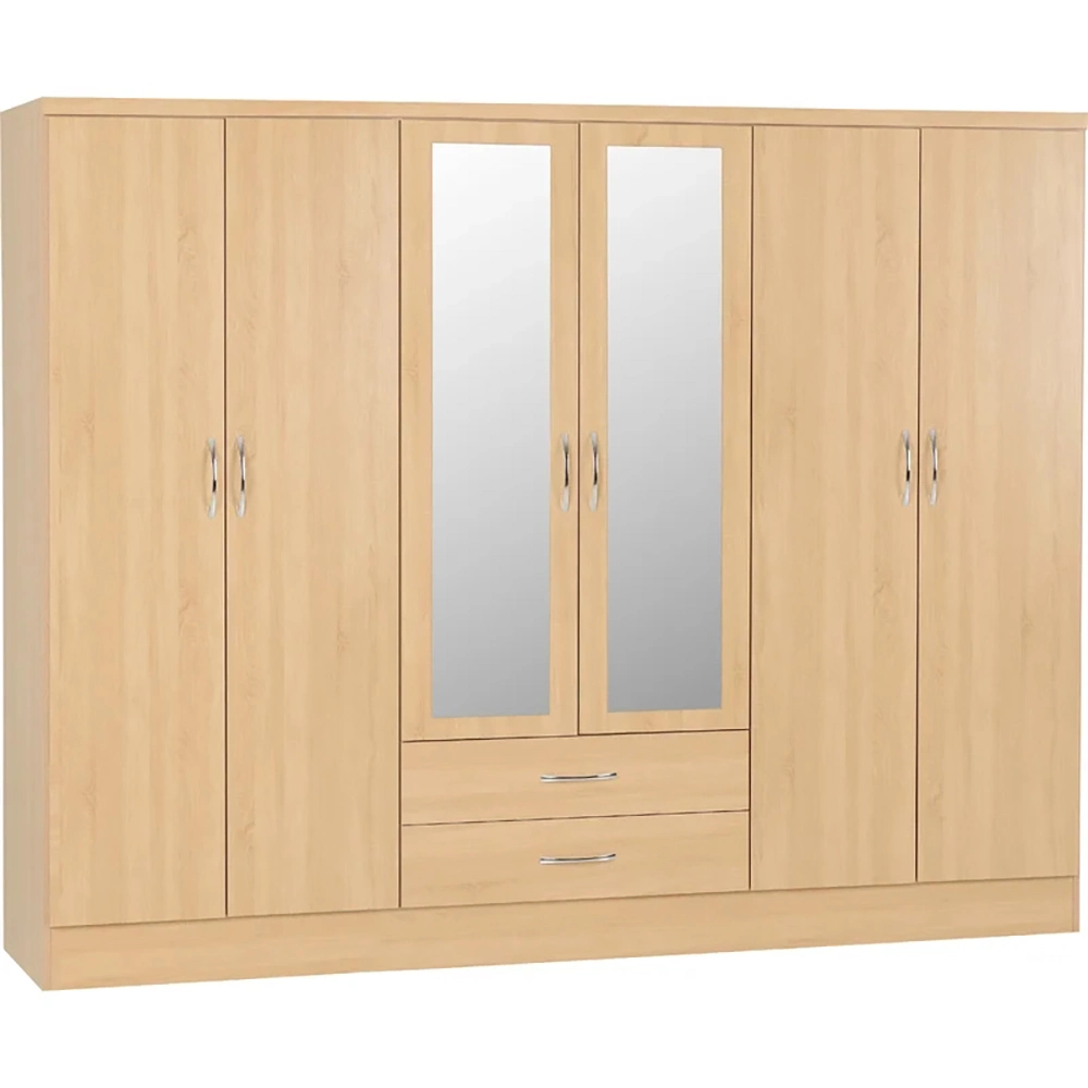 Bedroom Multispace Storage Wardrobe with Mirror Hinged Door Cheap Wholesale Furniture