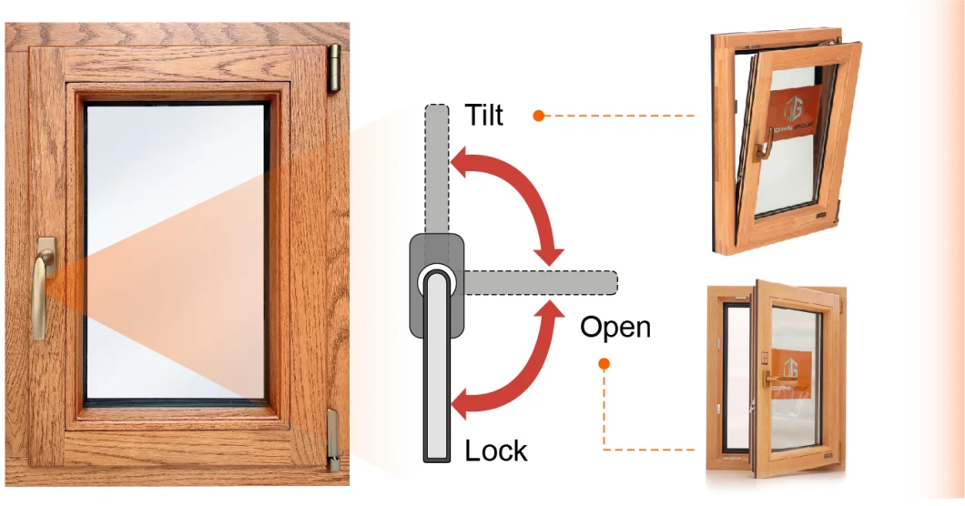 Australian Standard As2047 Custom Commercial Tempered Latest Designs Aluminum Clad Wood Casement Aluminium Profile Tilt and Turn Wooden Energy Efficient Windows