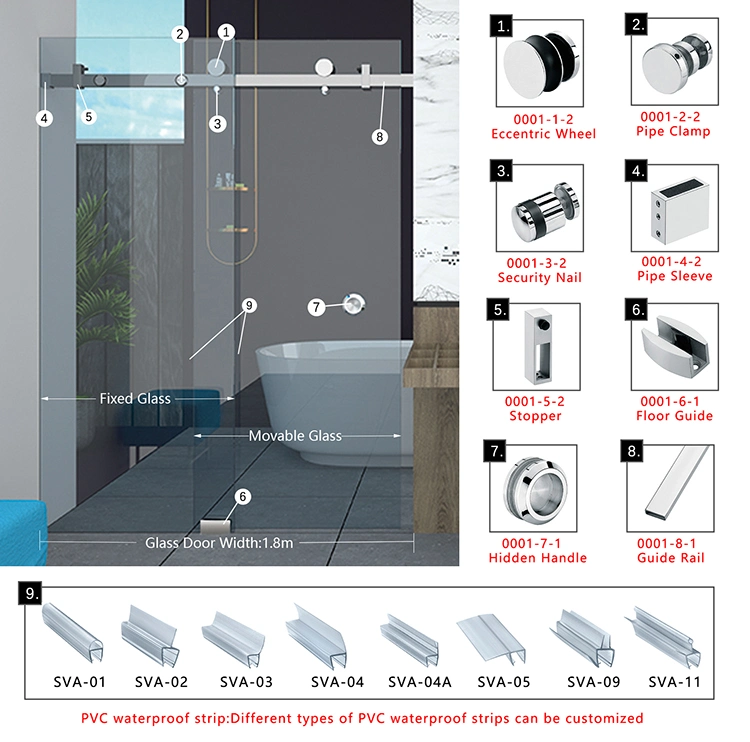 Hot Selling Hotel Shower Room High-Quality Shower Hardware Sliding Door Accessories