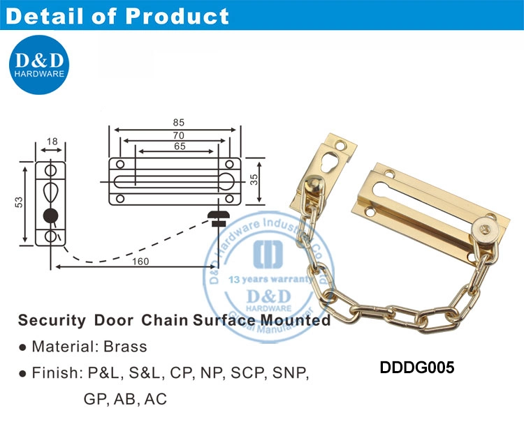 Polish Brass Safety Door Chain Brass Material