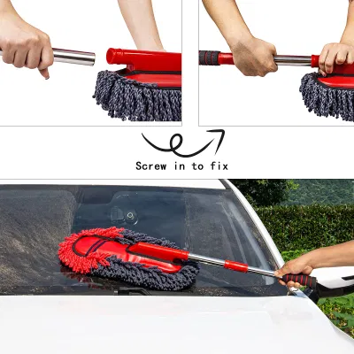 Scratch-Free Large Car Duster Interior Cleaning Brush Auto Detailing Brushes with Extendable Handle for Car Detailing Kit