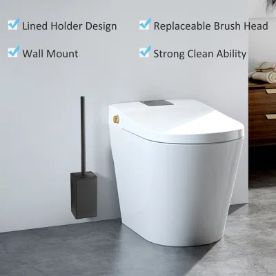 Square 304 Stainless Steel Toilet Accessories Black Wall Mount Toilet Brush