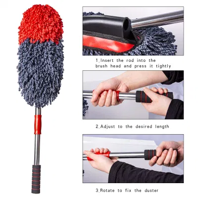 Scratch-Free Medium Car Duster Interior Cleaning Brush Auto Detailing Brushes with Extendable Handle for Car Detailing Kit