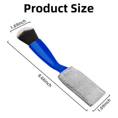 1pack 2 in 1 Car Duster Double Head Brush Detailing Brush Auto Wheel Brushes for Car Interior Blue