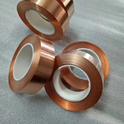 Professional Manufacturer Copper Strip Coil Copper Strips for Radiator /Thin Copper Foil for Lithium Batteries with Back Adhesive Conductive Cupper Strip Roll