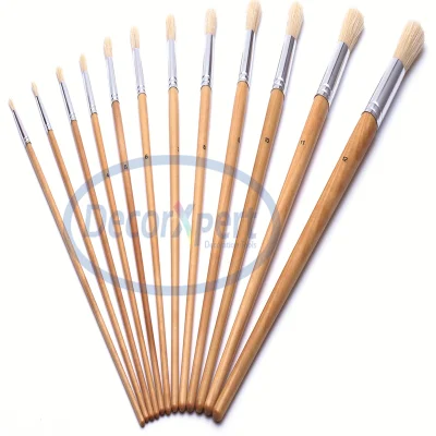 Artist Brush Blanch White Bristle with Wooden Handle
