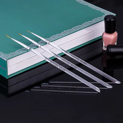 3PCS/Set Kolinsky Acrylic Nail Brush Thin Nail Liner Brush UV Gel Drawing Painting Pen