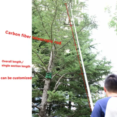 High Stiffness 15m 3K Twill Matte Fiberglass or Carbon Fiber Telescopic Extension Pole