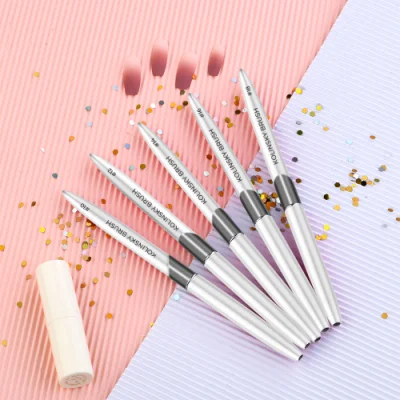 Professional 100% Kolinsky Acrylic Nail Brush USA Size Silver Handle Crimped Oval Nail Brush Kolinsky 22/24 for Nail Application
