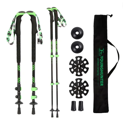 Custom 3-Section Telescopic Trekking Walking Hiking Sticks Trekking Poles Lightweight Carbon Fiber Trekking Poles