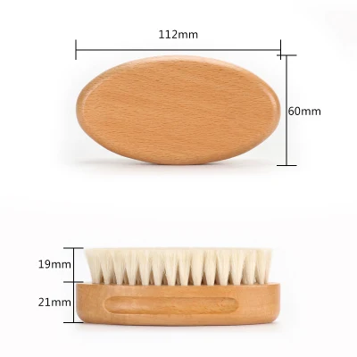 Private Label Oval Shape Beard Cleaning Wooden Brush Barber Soft Goat Hair Neck Round Brush Without Handle