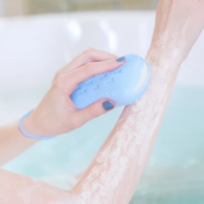 Soft Wood Pulp Sponge Silicone Bristle Body Bath Back Scrubber Brush Exfoliator Shower Brush for Cleaning Body