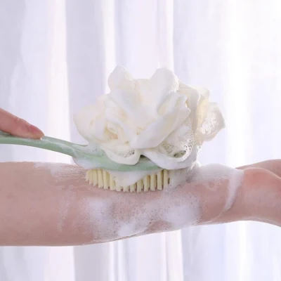Hot Selling Shower Body Brush Long Handle Bath Brush Loofah Sponge 2 in 1 Handheld on a Stick for Body