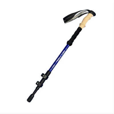 Cork Handle Climbing Trekking Stick Hiking Poles Unbreakable Tactical 3 Section Aluminum External Locked Telescopic Carbon