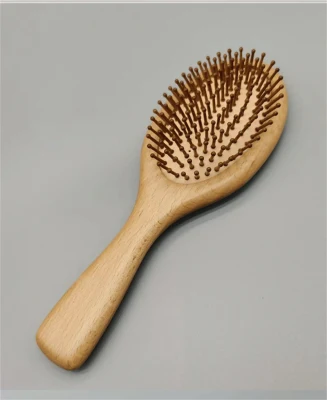 High Quality Beechwood Oval Massager Comb Detangling Hair Brush