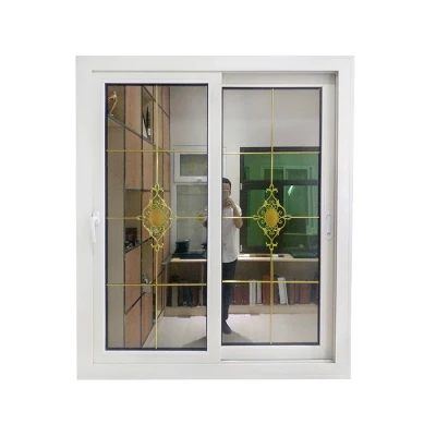 2022 Space Saving CE Approved Touch Lock Clear Float Glass UPVC Sliding Iron Window Grill Color Frame for Office Building