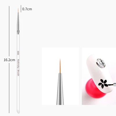 3PCS/Set Kolinsky Acrylic Nail Brush Thin Nail Liner Brush UV Gel Drawing Painting Pen