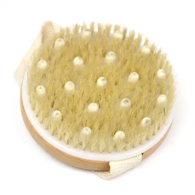 Round Shape Wooden Massager Brush with Plastic DOT and Belt