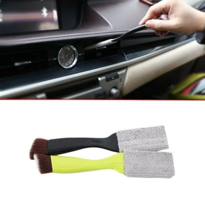 Shineopen Double Head Portable Car Interior Detailing Dust Brush Auto Detail Brush Exterior Soft Bristle Brushes