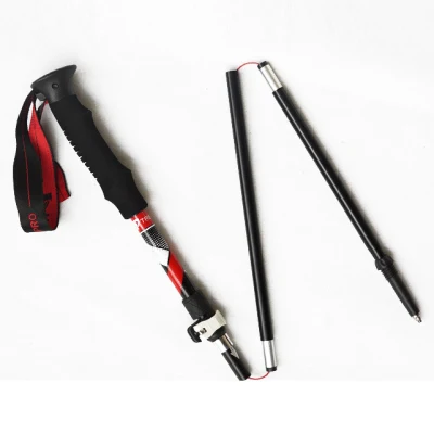 Nylon Webbing Aluminum Shock Folding Hiking Stick Alpenstock Walking Trekking Poles for Travel