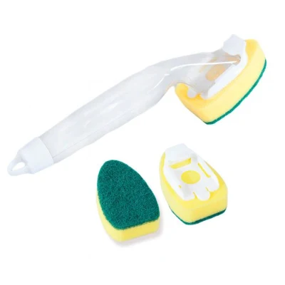 Kitchen Usage Plastic Long Handle Scouring Pad Dish Sponge Brush