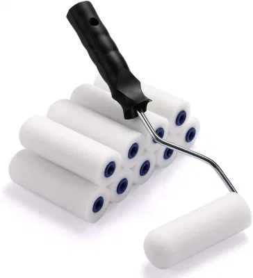 12PCS Roller Frame with 4-Inch Mini Paint Roller Cover Refills with Foam-Covered Ends