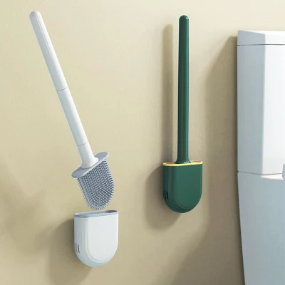 New Toilet Brush Black Wall Mounted Silicone Toilet Brush and Holder Set