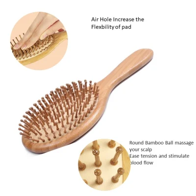 22mm Eco Friendly Oval Shampo Natural Babmoo Paddle Hair Brush Bathroom Accessories