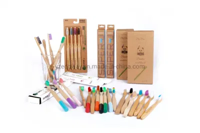 High Quality Customized Green Brush Head Oval Handle Bamboo Toothbrush
