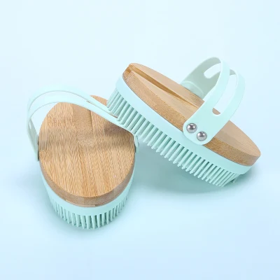 FDA Silicone Back Scrub Loofah Soft Exfoliating Bath Sponge Shower Body Brush with Long Handle for Shower