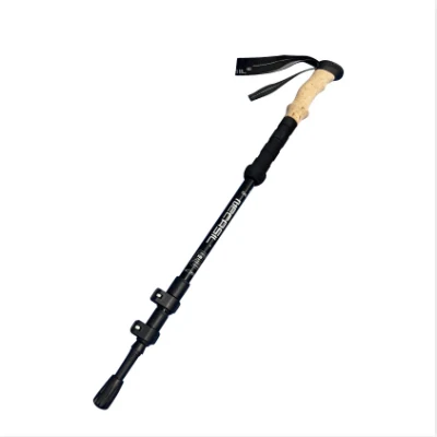 Cork Handle Climbing Trekking Stick Hiking Poles Unbreakable Tactical 3 Section Aluminum External Locked Telescopic Carbon