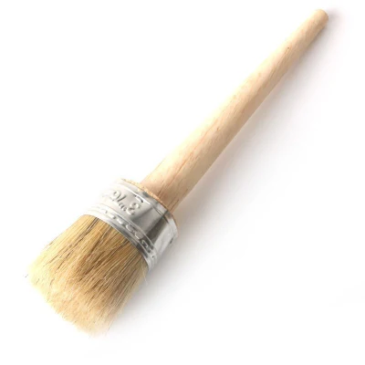 Wooden Handle Round Tip Paint Brush Set Bristle Round Brush Tool Template DIY Car Lubricant Applicator