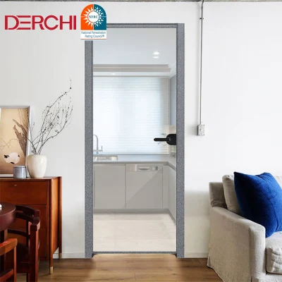 Modern Solid Core Indoor Bathroom Room Swing Door Glass Door Anti-Theft Aluminum Frame with Handle Lock Casement Door