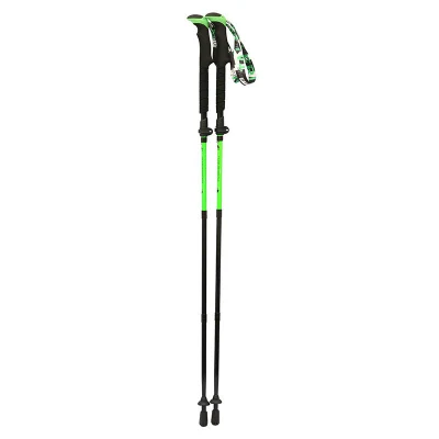 100% Carbon EVA Handle Silk Screen Printing Telescopic Anti Shock Hiking Walking Sticks Trekking Poles-Green
