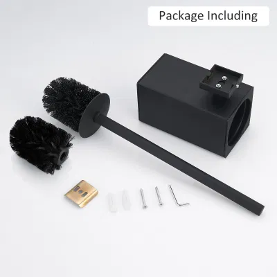 Square 304 Stainless Steel Toilet Accessories Black Wall Mount Toilet Brush
