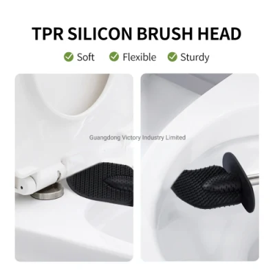 Factory Wholesale Amazon Oval Shape Toilet Brush Holders Flat Silicone Head