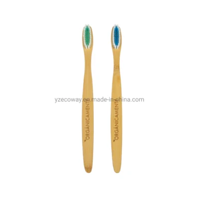 High Quality Customized Green Brush Head Oval Handle Bamboo Toothbrush