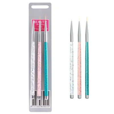 3PCS Nail Liner Pens Metal Handle Gel Polish Manicure Painting Drawing Tools