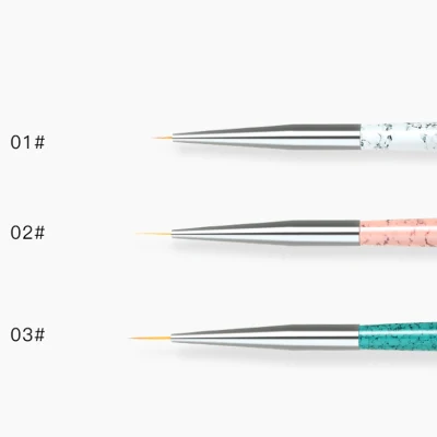 3PCS Nail Liner Pens Metal Handle Gel Polish Manicure Painting Drawing Tools